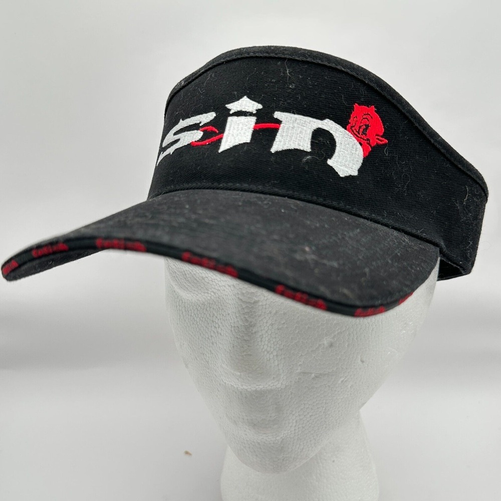 Fetish Cycles Visor‎ Cap SIN OS Black Riding Bike Athletic Adj. Hat Streetwear